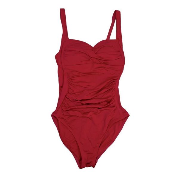 Bond-eye Australia Pink Light Red One Piece Swimsuit bondeye twist ruched Swim - Picture 2 of 6